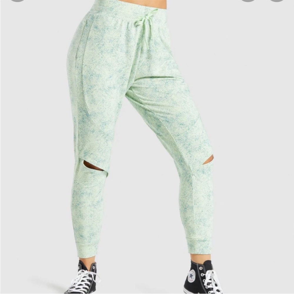 Gymshark Weight Lifting Chalk Joggers Split-Knee Pants Women’s Small Green - Picture 7 of 10